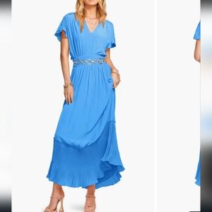 Ramy Brook Cymone Pleated Braided Trim Dress Size XL